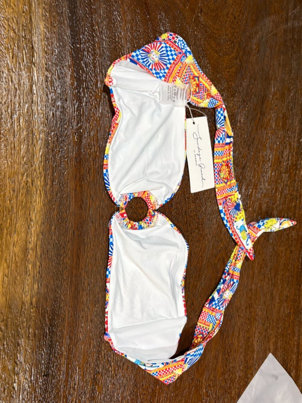 LA Swimwear Sundy Brunch Euro Summer Bikini Swimsuit Sun Lemon Blue Tile NEW - Picture 5 of 5
